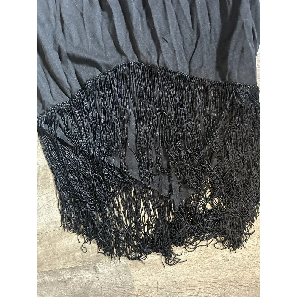 Fringed Flapper Dress Roaring‎ 20's Black Gold Sequin Headband Halloween Teen
